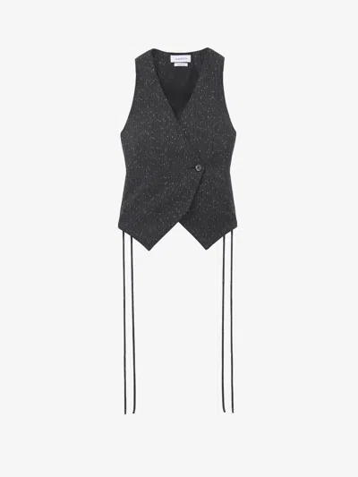 Alexander Mcqueen Mcqueen Wool Pinstripe Corset Waistcoat In Gray