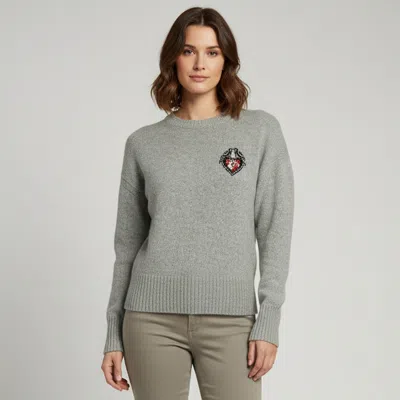 Pre-owned Alexander Mcqueen Grey Love Birds Embroidered Crewneck Sweater S In Gray