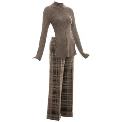 Pre-owned Alexander Mcqueen Grey Mohair Knitted Sweater And Pant Suit, Fw 1999 In Gray