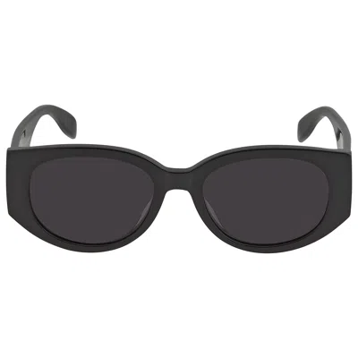 Alexander Mcqueen Grey Oval Ladies Sunglasses Am0330s 002 54 In ["grey"]
