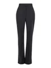 Alexander Mcqueen Grey Pinstripe High Waist Pants In Wool Woman In Grey