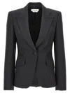 Alexander Mcqueen Alexander Mc Queen Pinstriped Single Breasted Blazer In Grey