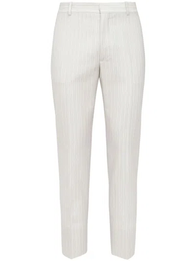 Alexander Mcqueen Pinstripe Straight-leg Chino Trousers In Grey