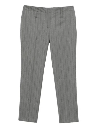 ALEXANDER MCQUEEN GREY PINSTRIPED TROUSERS