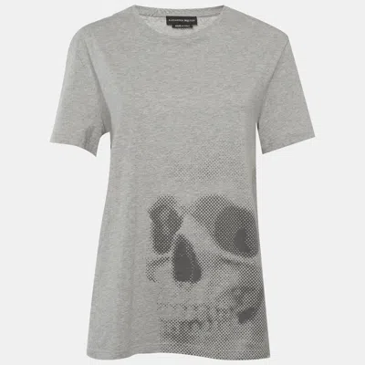 Pre-owned Alexander Mcqueen Grey Printed Jersey T-shirt M In Gray