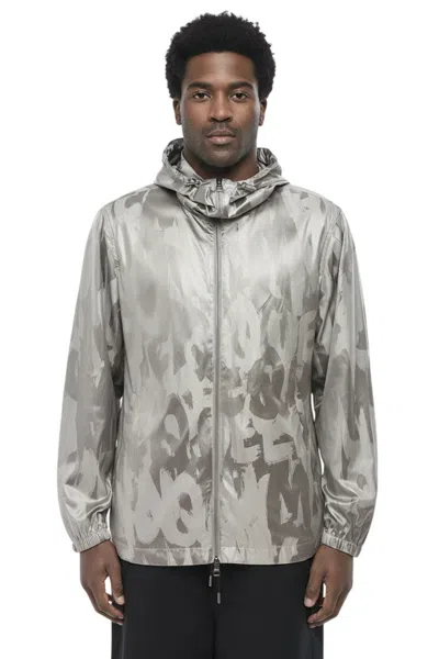 Alexander Mcqueen Grey Printed Regular Jacket In Gray