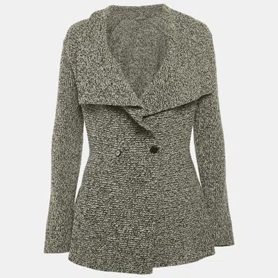 Pre-owned Alexander Mcqueen Grey Rib Knit Double Breasted Sweater M In Gray