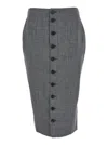 Alexander Mcqueen Grey Skirt With Button Closure In Wool Woman