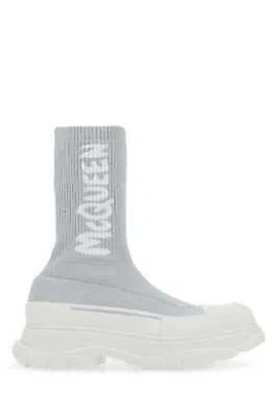 Pre-owned Alexander Mcqueen Grey Stretch Nylon Tread Slick Sneakers In Gray