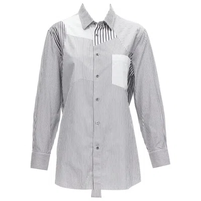 Pre-owned Alexander Mcqueen Grey White Cotton Mixed Stripes Patchwork Shirt Sz.16 L