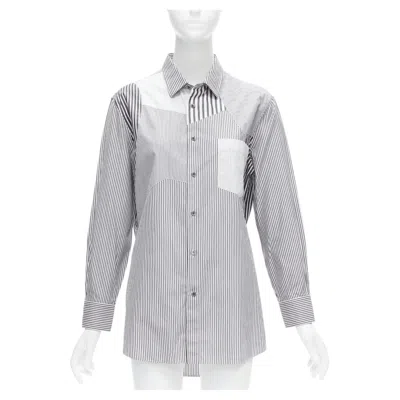 Pre-owned Alexander Mcqueen Grey White Cotton Mixed Stripes Patchwork Shirt Sz.16 L