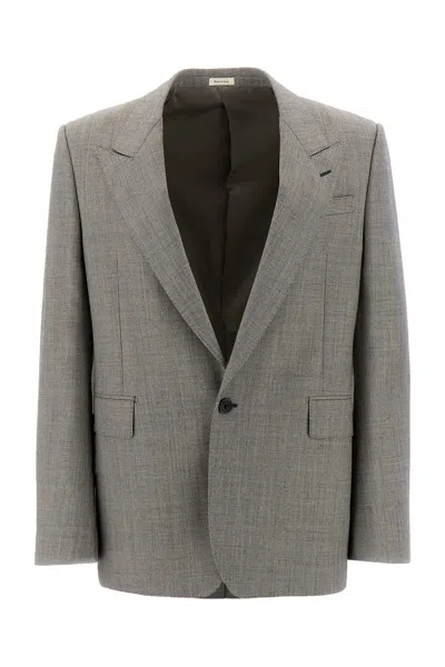 Alexander Mcqueen Grey Wool Blazer In Shark