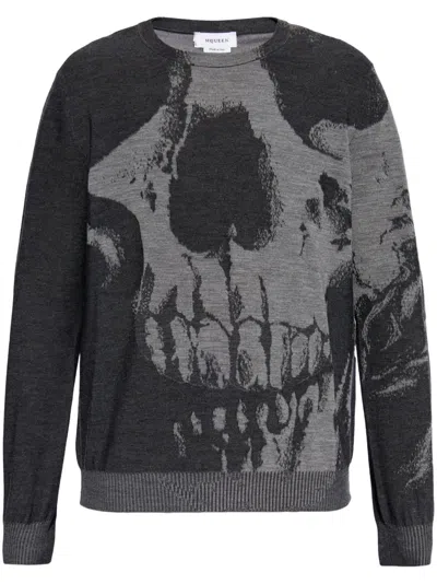 ALEXANDER MCQUEEN ALEXANDER MCQUEEN GREY WOOL CLOTHING SWEATERS