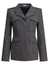 Alexander Mcqueen Fitted Silhouette With Epaulettes And Flap Pockets In Gray