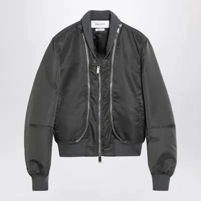 ALEXANDER MCQUEEN ALEXANDER MCQUEEN GREY ZIPPED BOMBER JACKET WOMEN