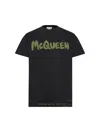 Alexander Mcqueen Men`s Mcqueen Graffiti T-shirt In Black/khaki In Black Khaki