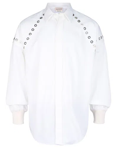 Alexander Mcqueen Grommet Detail Button-up Shirt In White