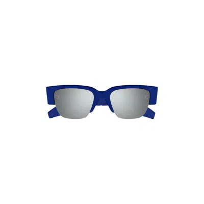 Pre-owned Alexander Mcqueen Half Frame Sunglasses 'blue/silver' | Men's Size Onesize