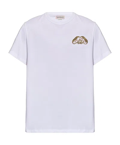 Alexander Mcqueen Half Seal Logo Cotton T-shirt In White