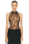 Alexander Mcqueen Mcqueen Sleeveless Sheer Floral Lace Top In Black