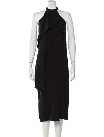 Pre-owned Alexander Mcqueen Halterneck Midi Length Dress In Black