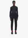 Alexander Mcqueen Hammered Satin Cigarette Trousers In Black