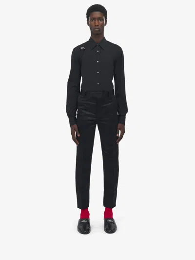 Alexander Mcqueen Hammered Satin Cigarette Trousers In Black
