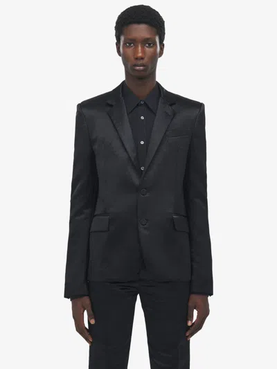 Alexander Mcqueen Hammered Satin Single-breasted Jacket In Black