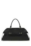 Alexander Mcqueen Black Leather Farringdon Maxi Handbag In Black