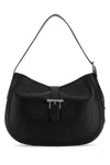 Alexander Mcqueen Black Shoulder Bag With Adjustable Shoulder Strap And T Buckle Closure On The Front In Leather Woman In Black