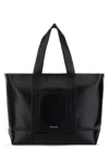 Alexander Mcqueen Rectangular Leather Shopping Tote Top Handles In Black