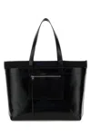 Alexander Mcqueen Coated Canvas Shopping Bag With Two Pockets In Black