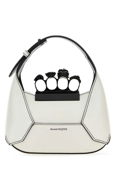 Alexander Mcqueen Leather Jewelled Top-handle Bag In White