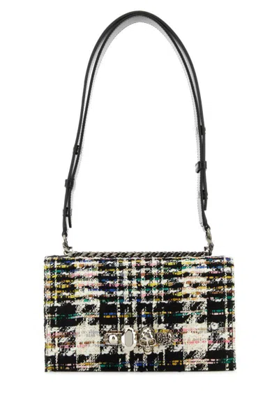 Alexander Mcqueen Multicolor Tweed Skull Mini Shoulder Handbag In Multicoloured