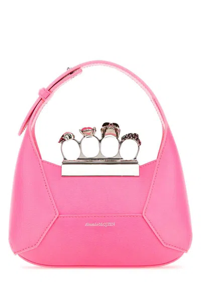 Alexander Mcqueen Alexander Mc Queen The Jewelled Hobo Mini Leather Shoulder Bag In Pink
