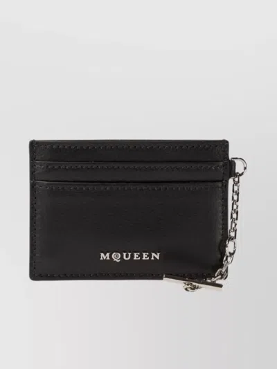 Alexander Mcqueen "hands-free" Card Holder Keychain Attachment In Black