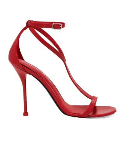 Alexander Mcqueen Harness Ankle Strap Sandals In Red