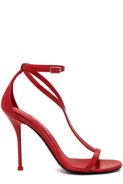 Alexander Mcqueen Harness Ankle Strap Sandals In Red