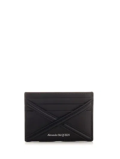 Alexander Mcqueen Leather Card Holder In Black