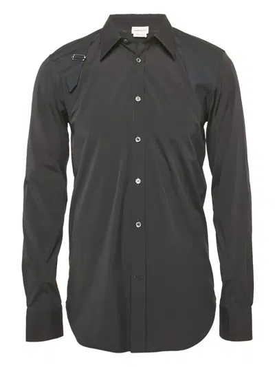 Pre-owned Alexander Mcqueen Harness-detail Cotton Shirt In Black
