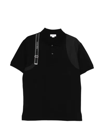 Alexander Mcqueen Harness-detail Panelled Polo Shirt In Black