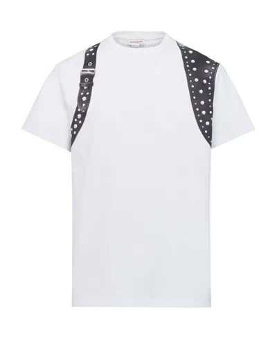 Alexander Mcqueen Harness T-shirt In White And Black In Bianco
