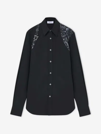 Alexander Mcqueen Harness Feather Shirt In Black