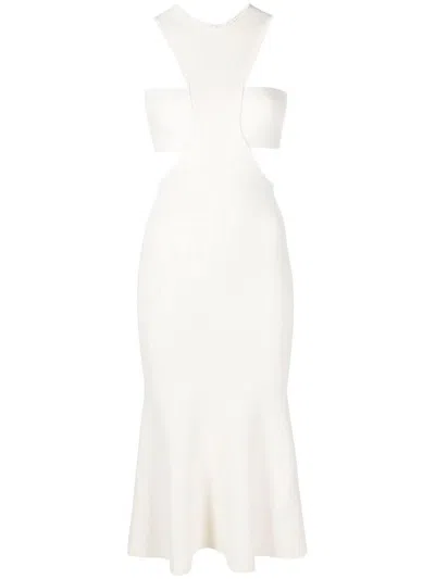 Alexander Mcqueen Ivory Flared Knit Dress For Women In Beige