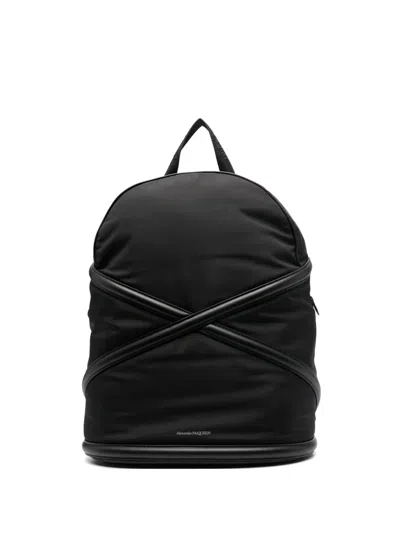 Alexander Mcqueen Harness Logo Backpack In Black
