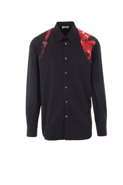 Alexander Mcqueen Cotton Poplin Harness Shirt In Black