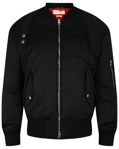 Alexander Mcqueen Harness Ma-1 Bomber Jacket In Black