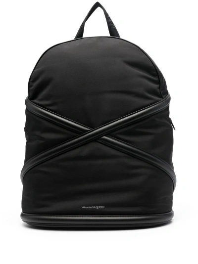 Alexander Mcqueen Harness Nylon Backpack In Black