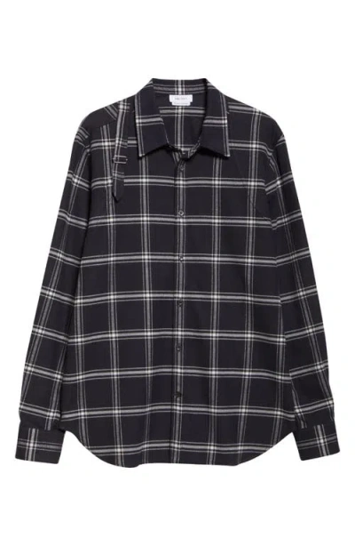 ALEXANDER MCQUEEN MCQUEEN HARNESS PLAID COTTON FLANNEL BUTTON-UP SHIRT