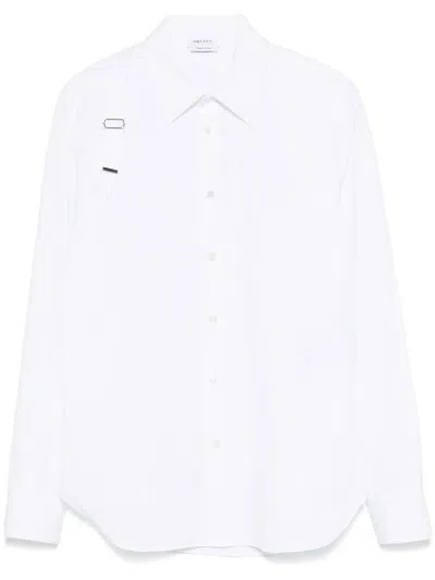Alexander Mcqueen Structured Button-down Collar Shirt With Buckle In White